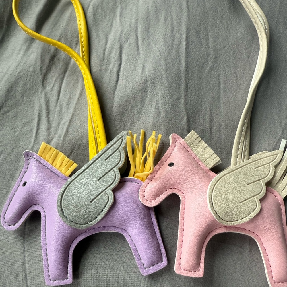 Pink and Purple Winged Horse Keychains